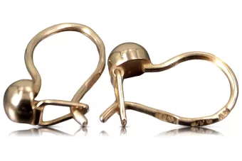 Rose rose russe soviétique 14k 585 or URSS Boucles d’oreilles boule vintage ven296