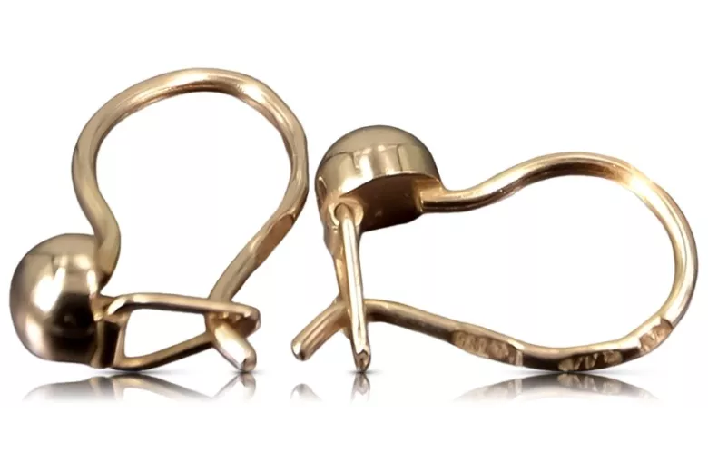 Rose rose russe soviétique 14k 585 or URSS Boucles d’oreilles boule vintage ven296