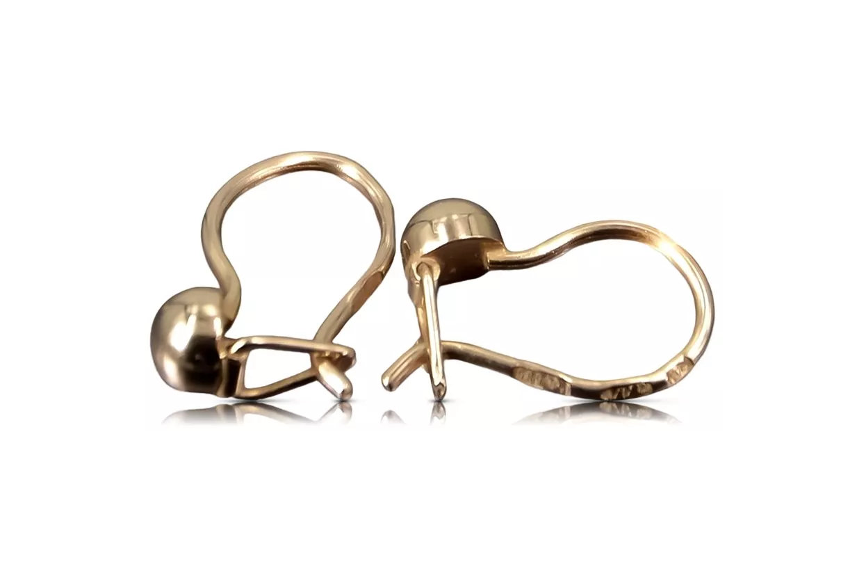 Rusă roz roz sovietic 14k 585 aur URSS Cercei cu bile vintage ven296 Rusă roz roz sovietic 14k 585 aur URSS Cercei cu bile vintage ven296