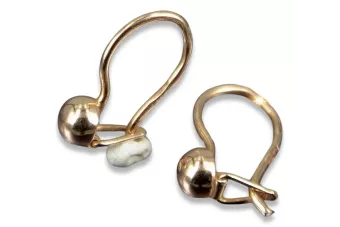 Vintage rose pink 14k 585 gold  Vintage ball earrings ven296
