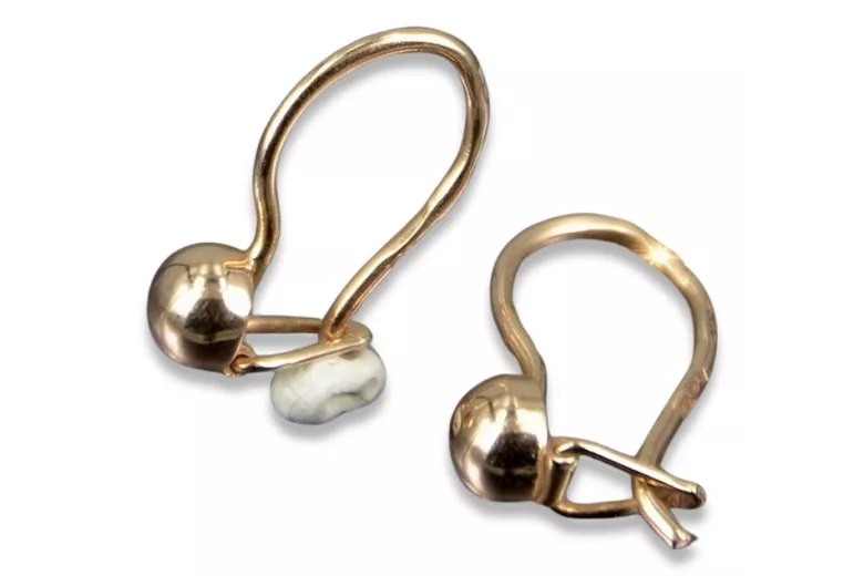 Rose rose russe soviétique 14k 585 or URSS Boucles d’oreilles boule vintage ven296