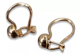 Руски розово розово съветски 14k 585 злато СССР реколта топка обеци ven296