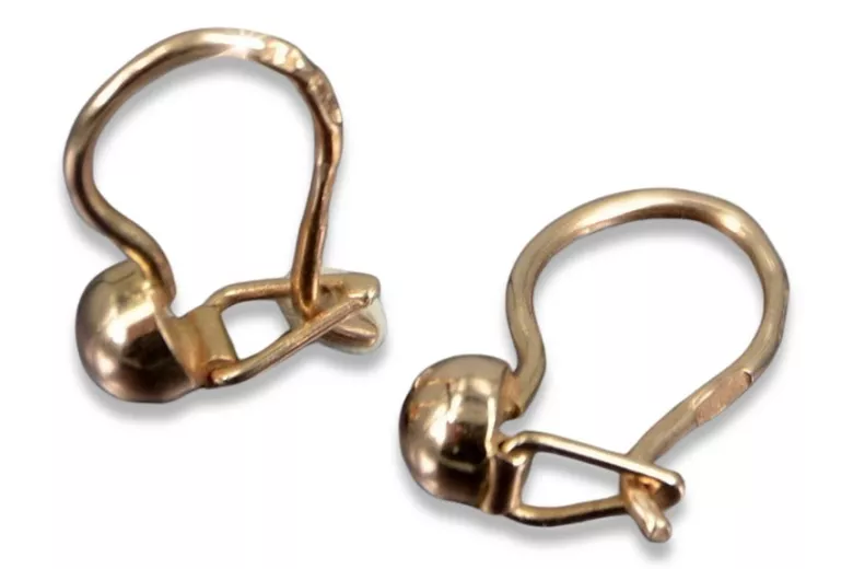 Rose rose russe soviétique 14k 585 or URSS Boucles d’oreilles boule vintage ven296