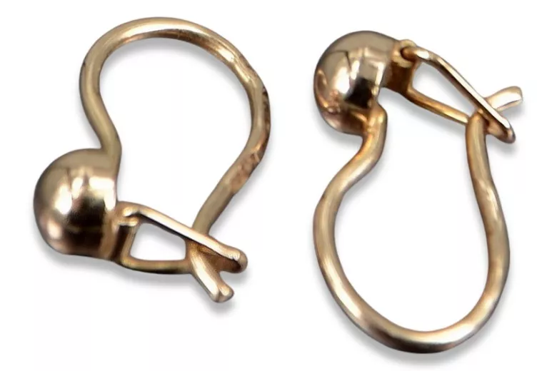 Rose rose russe soviétique 14k 585 or URSS Boucles d’oreilles boule vintage ven296
