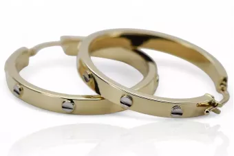 Amarillo blanco italiano 14k 585 oro círculo pendientes ceh013yw