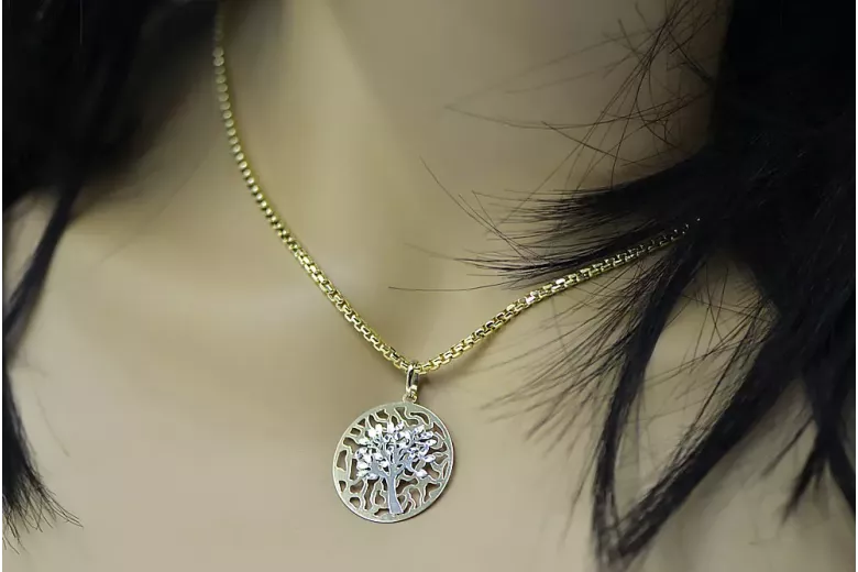 Złota zawieszka włoska 14k 585 drzewko szczęścia cpn067yw