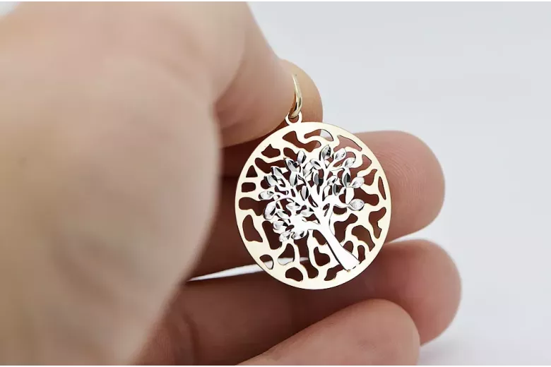 Złota zawieszka włoska 14k 585 drzewko szczęścia cpn067yw