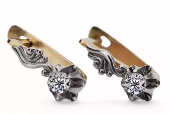 Zircon Or rose et or blanc 14 carats vintage d'origine Des boucles d'oreilles Artisanat vintage vec150r