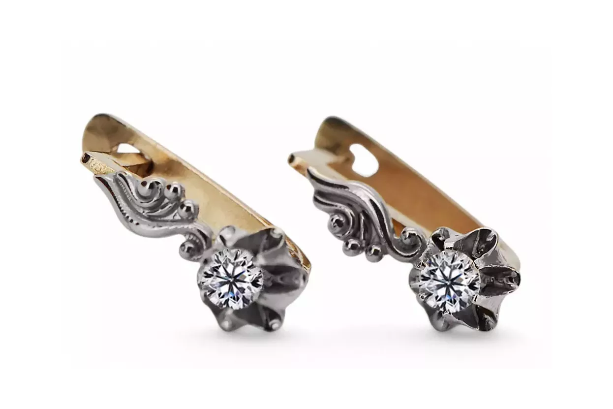 Earrings Vintage Jewlery Zircon Original Vintage 14K Rose White Gold vec150r Earrings Vintage Jewlery Zircon Original Vintage 14K Rose White Gold vec150r