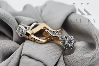 Zirkon Originales Vintage-Modell aus 14-karätigem Rosé- und Weißgold Ohrringe Vintage Stil vec150r