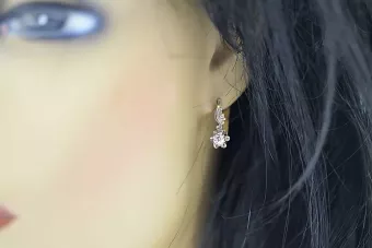Zircon Or rose et or blanc 14 carats vintage d'origine Des boucles d'oreilles Artisanat vintage vec150r