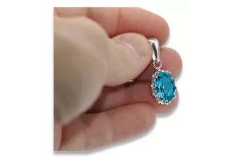 Argent sterling 925 Aigue-marine Pendentif Bijoux vintage vpc008s