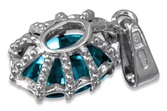 Pendant Aquamarine Sterling silver 925 Vintage craft vpc008s