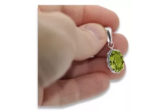 Sterling silver 925 Yellow Peridot Pendant Vintage vpc008s