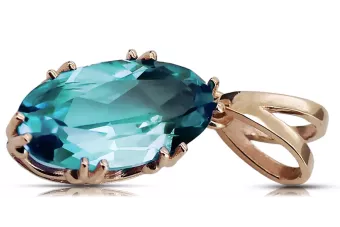 Originales Vintage-Roségold aus 14 Karat Aquamarin Anhänger Vintage vpc019r