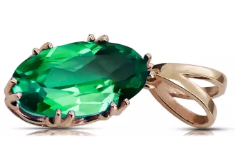 Висулка Винтидж стил Смарагд Оригинално ретро 14k розово злато vpc019r
