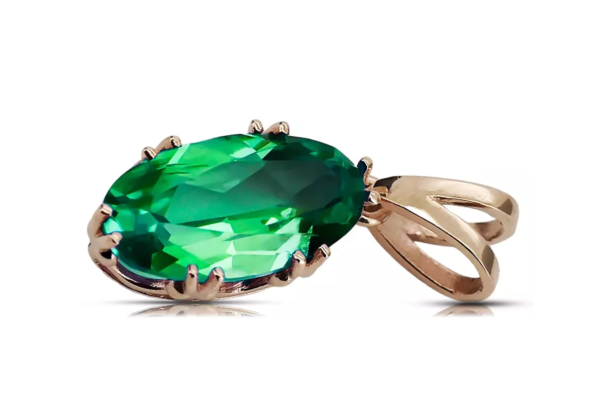 Emerald Original Vintage 14K Rose Gold Pendant Vintage vpc019r Emerald Original Vintage 14K Rose Gold Pendant Vintage vpc019r
