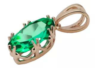 Zawieszka Szmaragd Oryginalny wyrób Vintage 14k z różowego złota Vintage Biżuteria vpc019r