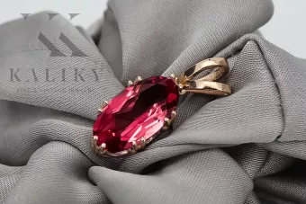 Bijoux vintage Pendentif Rubis Or rose 14 carats vintage d'origine vpc019r