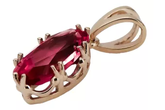 Vintage Biżuteria Zawieszka Rubin Oryginalny wyrób Vintage 14k z różowego złota vpc019r