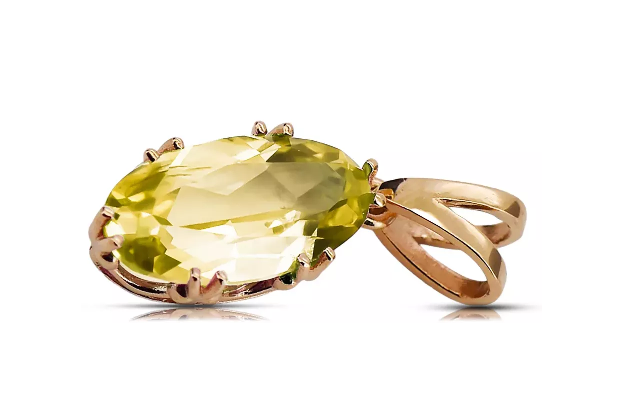 Vintage unikatowe Zawieszka Żółty Perydot Oryginalny wyrób Vintage 14k z różowego złota vpc019r Vintage unikatowe Zawieszka Żółty Perydot Oryginalny wyrób Vintage 14k z różowego złota vpc019r
