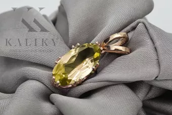 Кулон Винтаж изделия Желтый перидот Оригинальное винтажное розовое золото 14 карат vpc019r