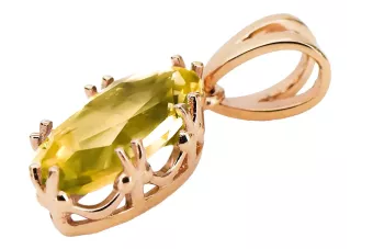Vintage unikatowe Zawieszka Żółty Perydot Oryginalny wyrób Vintage 14k z różowego złota vpc019r