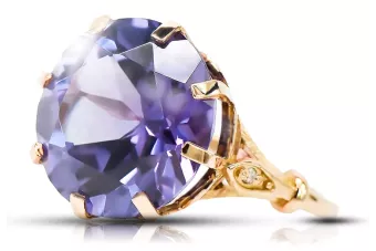 Russischer sowjetischer Roségoldring 14 Karat 585 Alexandrit Rubin Smaragd Saphir Zirkon vrc073