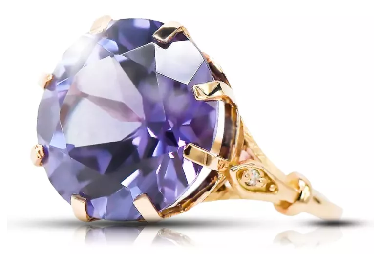 Russischer sowjetischer Roségoldring 14 Karat 585 Alexandrit Rubin Smaragd Saphir Zirkon vrc073