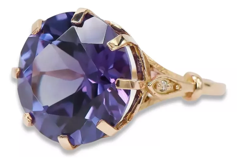 Russischer sowjetischer Roségoldring 14 Karat 585 Alexandrit Rubin Smaragd Saphir Zirkon vrc073