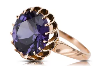 Rosa 14 Karat Gold 585 Alexandrit Ring vrc035 Vintage Russischer Sowjetischer Stil