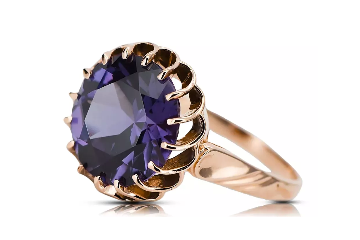 Rosa 14 Karat Gold 585 Alexandrit Ring vrc035 Vintage Russischer Sowjetischer Stil Rosa 14 Karat Gold 585 Alexandrit Ring vrc035 Vintage Russischer Sowjetischer Stil