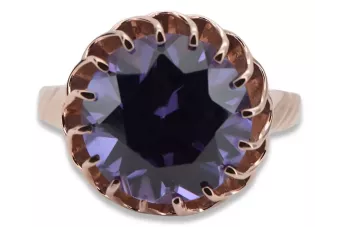 Rosa rosa 14k oro 585 anillo Alexandrite vrc035 Estilo soviético ruso vintage
