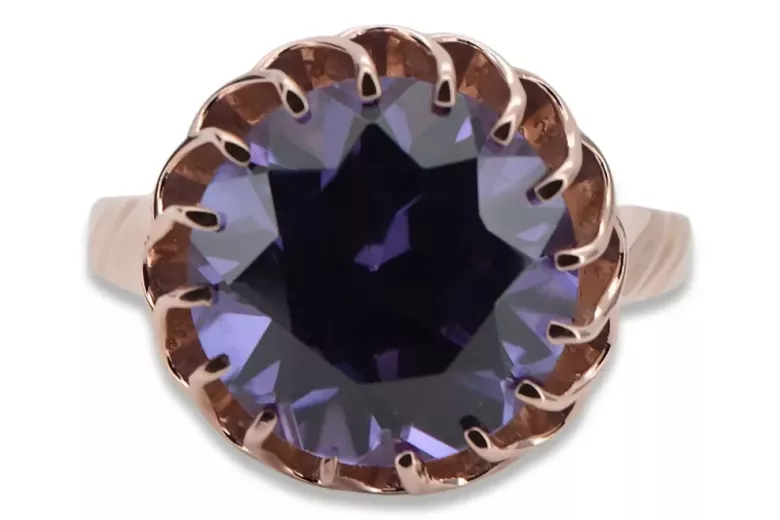 Rosa rosa 14k oro 585 anillo Alexandrite vrc035 Estilo soviético ruso vintage