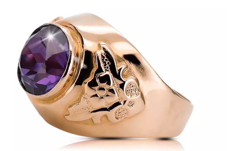 Ruso soviético rosa 14k 585 oro Alexandrite Ruby Esmeralda zafiro anillo Zircon vrc078