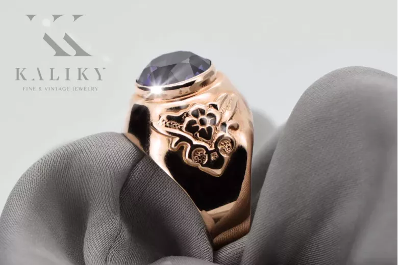 Ruso soviético rosa 14k 585 oro Alexandrite Ruby Esmeralda zafiro anillo Zircon vrc078