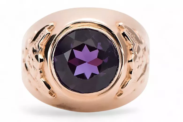 Ruso soviético rosa 14k 585 oro Alexandrite Ruby Esmeralda zafiro anillo Zircon vrc078