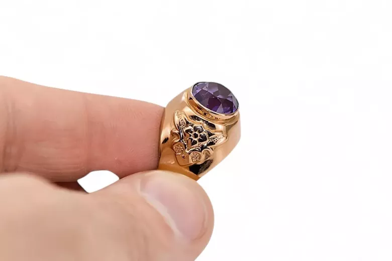 Ruso soviético rosa 14k 585 oro Alexandrite Ruby Esmeralda zafiro anillo Zircon vrc078