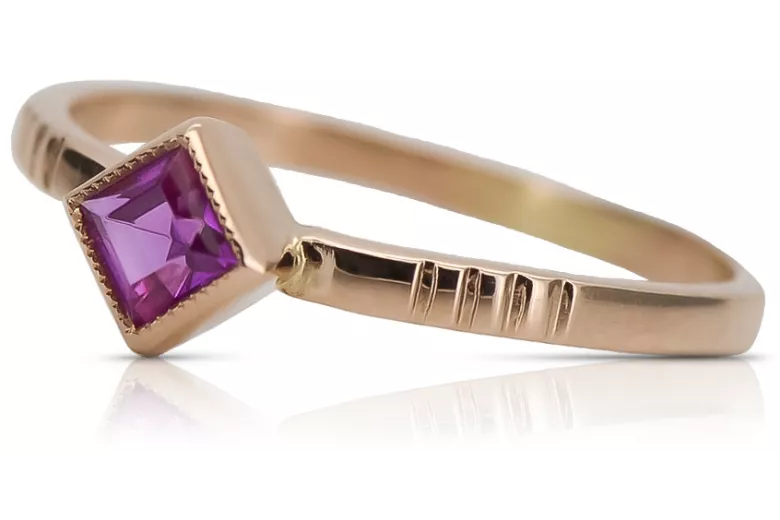 Pierścionek z różowego czerwonego złota 14k 585 z Rubinem vrc138 Vintage