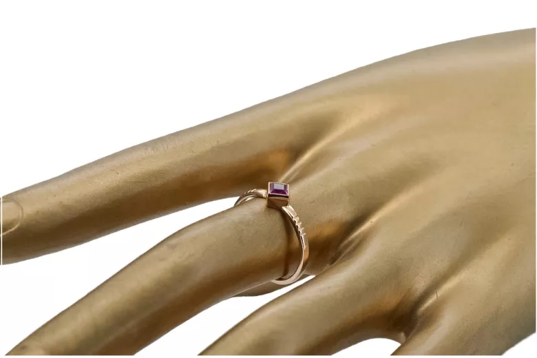 Pierścionek z różowego czerwonego złota 14k 585 z Rubinem vrc138 Vintage