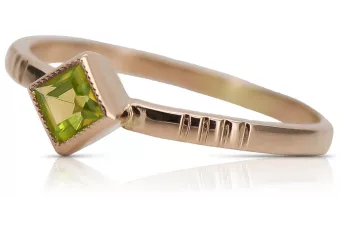 Pierścionek z różowego czerwonego złota 14k 585 z Peridotem vrc138 Vintage