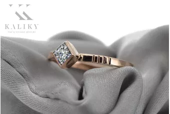 Pierścionek z różowego czerwonego złota 14k 585 z Cyrkonią vrc138 Vintage