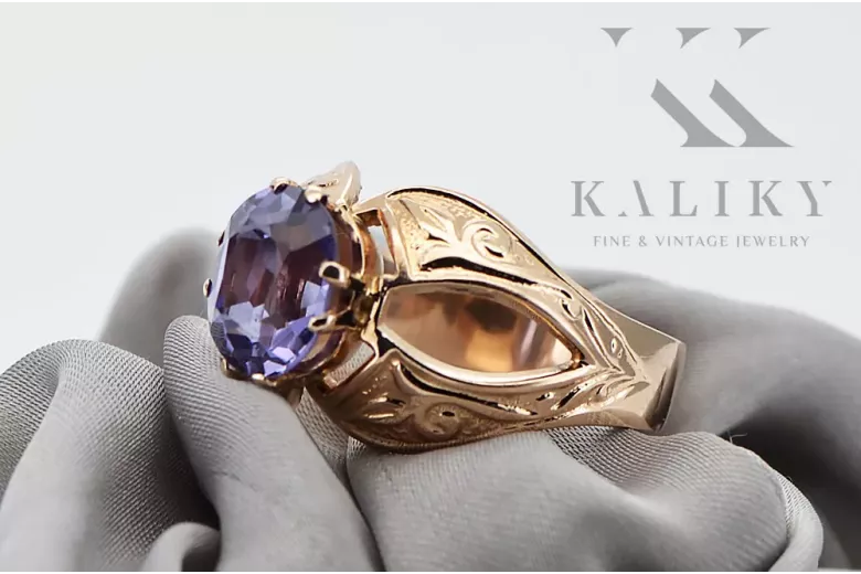 Russe rose soviétique 14k 585 or Alexandrite Ruby Emerald Sapphire Zircon ring vrc135