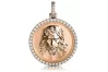 Rose rosa 14k gold 585 Jesus Anhänger Ikone mit Rubin Zirkon cgpj004r