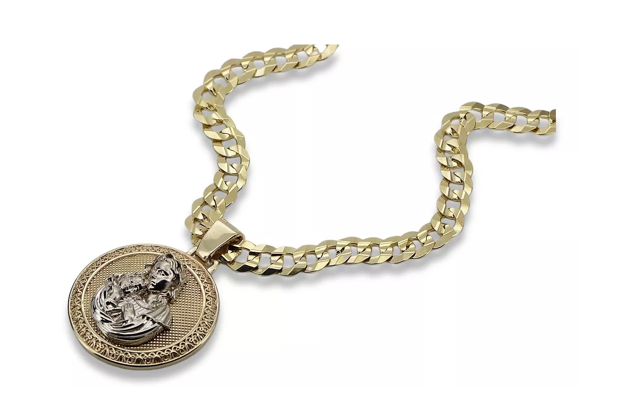 Gold 14k 585 Merry pendant icon with Gourmette chain pm027yw37&cc099y90g Gold 14k 585 Merry pendant icon with Gourmette chain pm027yw37&cc099y90g
