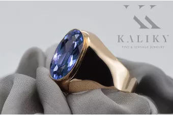 Pierścionek z różowego czerwonego złota 14k 585 z Aleksandrytem vrc077r Rosyjski styl Vintage