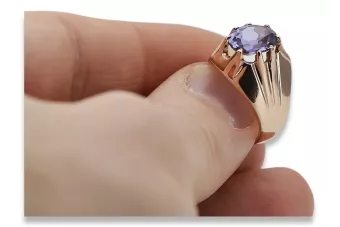 Ruso soviético rosa 14k 585 oro Alejandrita Rubí Esmeralda Zafiro Circón anillo vrc016