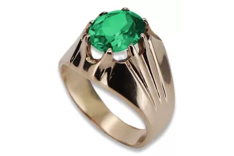 Vintage Rose pink 14k Gold 585 emerald Ring Vintage vrc016