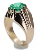 Pierścionek z różowego czerwonego złota 14k 585 z emeraldem Rosyjski Vintage vrc016
