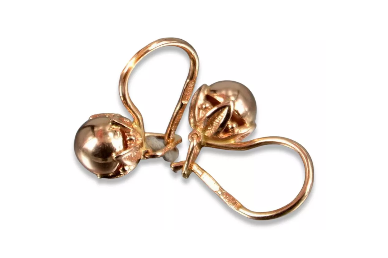 Rose rose russe soviétique 14k 585 or URSS Boucles d’oreilles boule vintage ven180 Rose rose russe soviétique 14k 585 or URSS Boucles d’oreilles boule vintage ven180